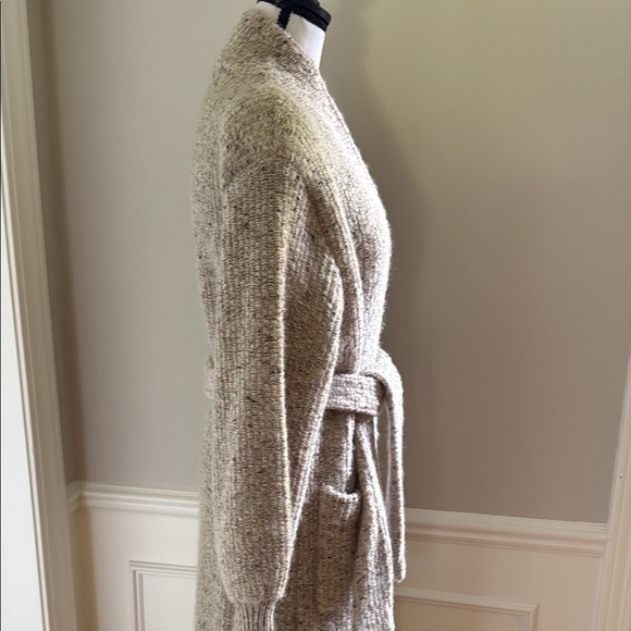 Vintage Wool Mohair Blend Long Textured Cardigan Sweater Belted Women's Large - Picture 7 of 12